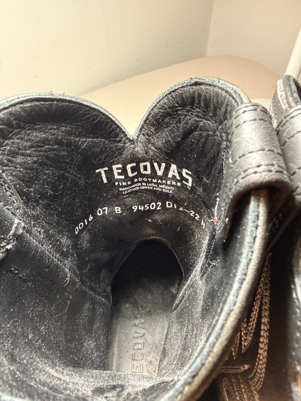 Tecovas Black Western high Ankle Boots with White Stitching - Picture 2 of 6
